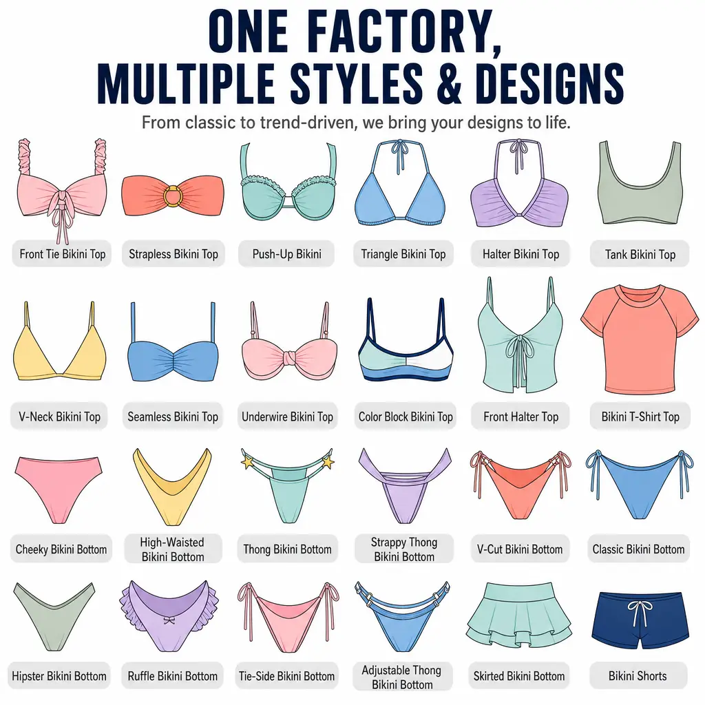 Custom swimwear style illustrations for the French market